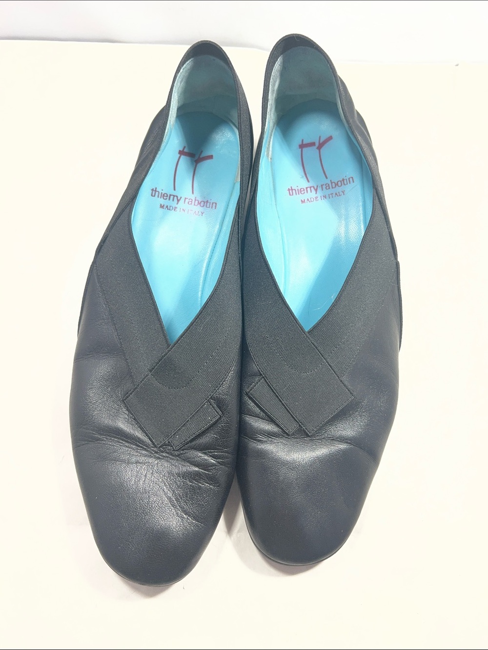 Thierry Rabotin Black Leather Crossover Flats